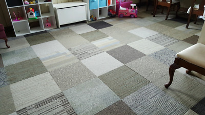 288 sq ft Brand New Carpet Tile Square Tiles Gray Black Silver Modular Assorted 