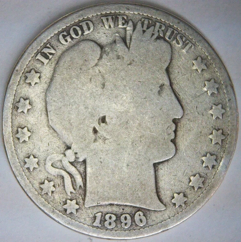 1896 Barber Half Dollar, 50 Cent, 50C, 90% Silver, Book Filler