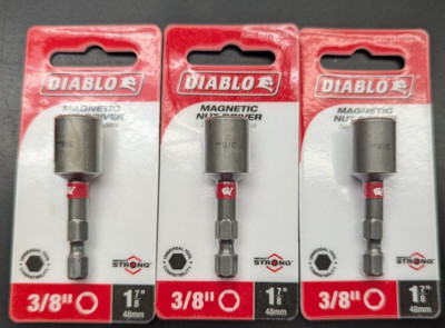 NEW DIABLO 3 Pc. Magnetic Nut Driver 3/8'' X 1-7/8'' long-F. Ship