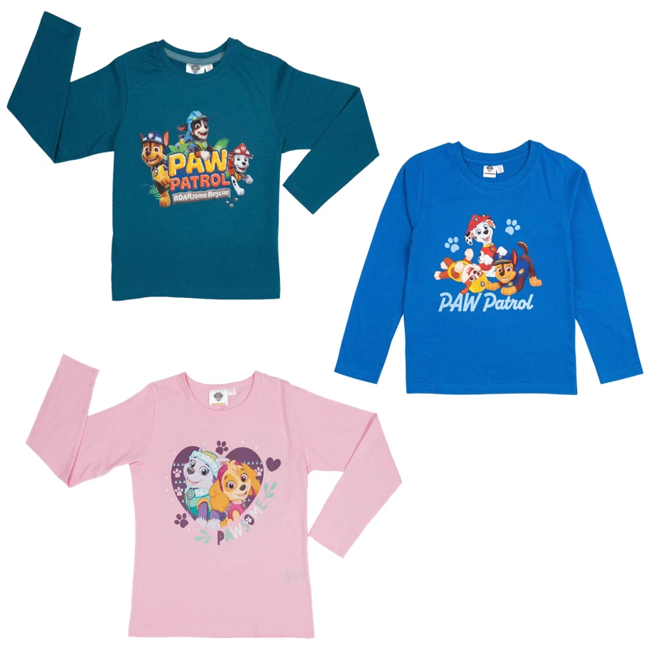 Paw Patrol Langarmshirt Jungen Mädchen 86/92 98/104 110/116 122/128 Kleidung