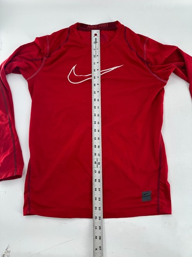 Nike Pro Fitted Shirt Youth XL Red Poly Spandex Long Sleeve Dri-Fit YGI L4-78 - Picture 10 of 13