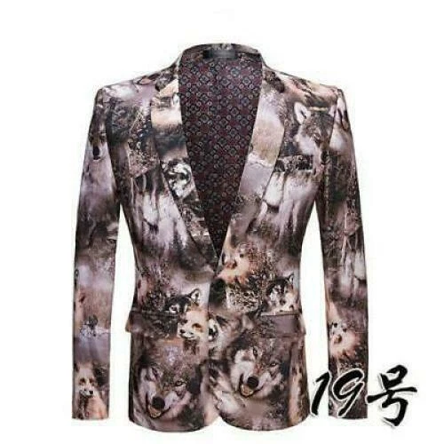 Herren chinesischer Stil Blumendruck Revers Mantel Jacke schmale Passform lässig Langarm - Bild 43 von 51