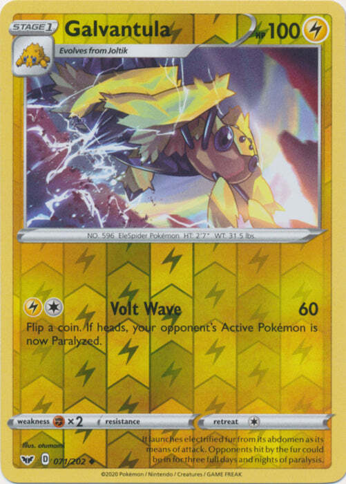 Reverse Holo Galvantula 071/202 Uncommon Sword & Shield Base Set Pokemon TCG