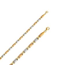 14K Real Gold tri color Women Stampato Bracelet 4.9 grams