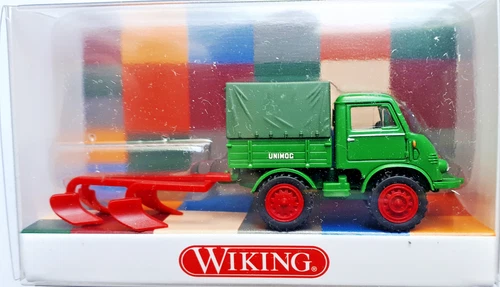 WIKING Der kleine Wiking-Laden: Unimog U 401 mit grüner Plane+Pflug -siehe Text-