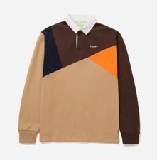 HUF MIXED UP L/S Knit Polo Shirt - Khaki - Medium - NWT
