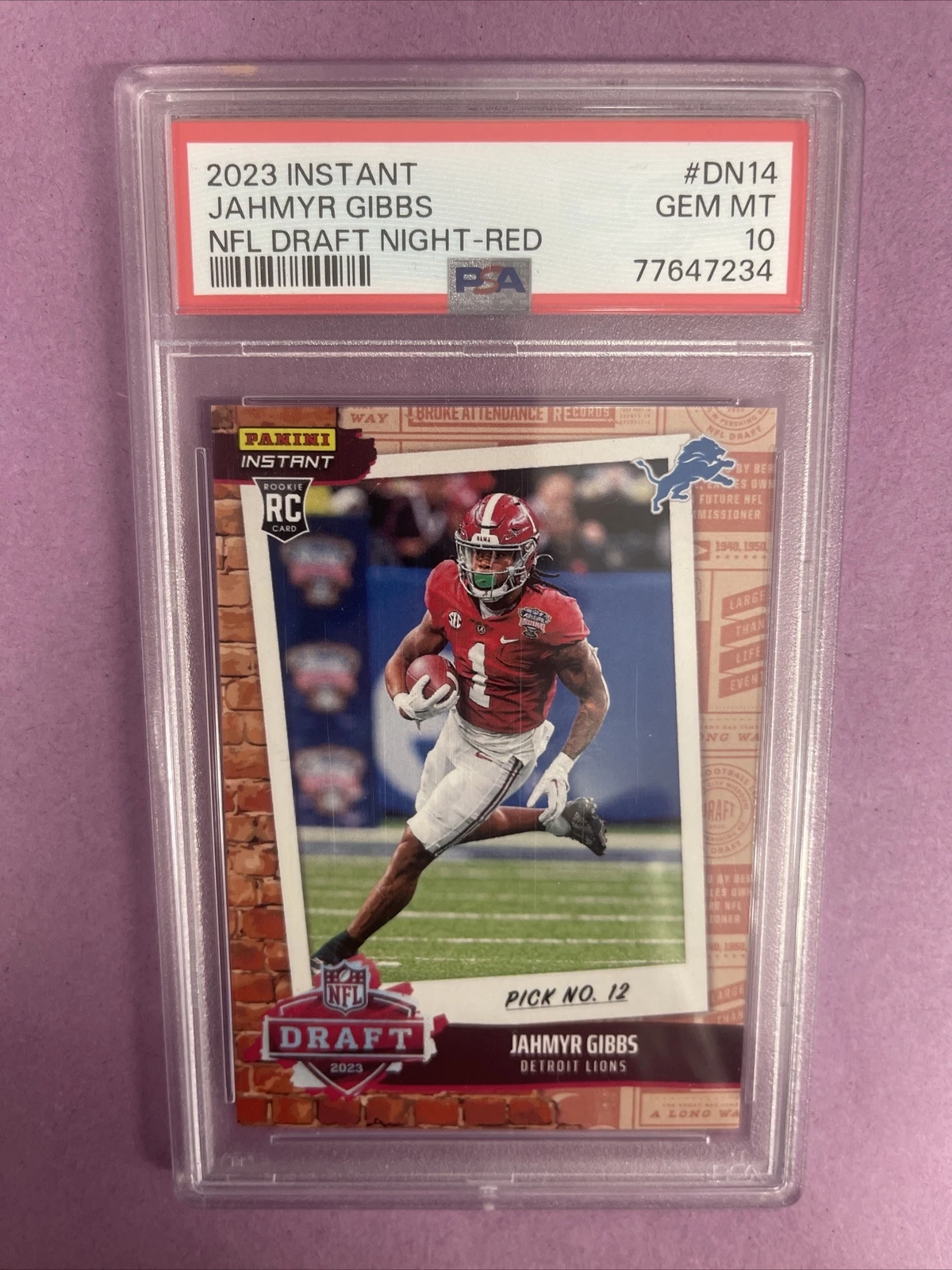 Jahmyr Gibbs Panini Instant NFL Draft Night #DN14 Red