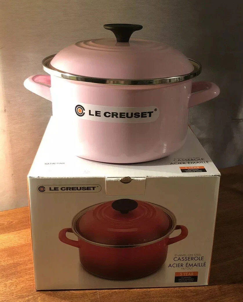 3 7/8 Quart "Satin Pink" LE CREUSET Mini Stockpot Casserole NWT Enameled Steel