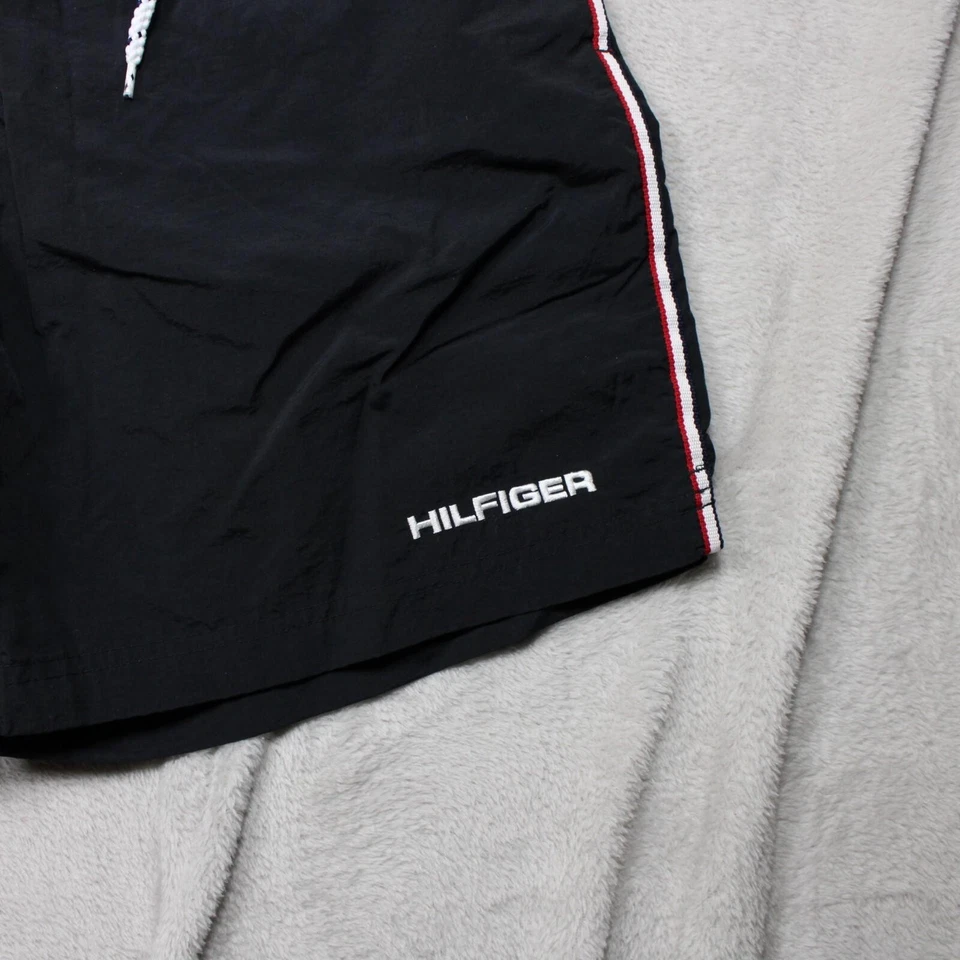 Tommy Hilfiger Bañador Pantalones Cortos Para Hombre L Negro Rojo Rayas Cintura EE. UU. Malla de Nylon Foto 2 de 4