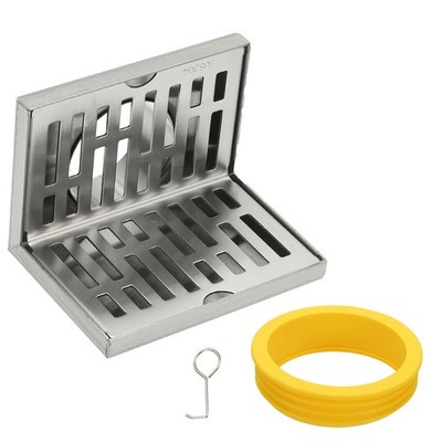 Für Square Shower Drain Edelstahl L-Form Wandablauf (5 Zoll, Silber)