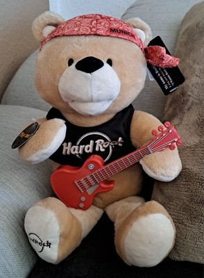 Hard Rock Cafe- Plüschbär- Singender-Bär mit Gitarre- Rockin Rob- Top-Zustand 