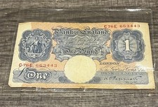 1940s 1 Pound Banknote Bank of England C76E 663443 KO Peppiatt
