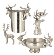 Hirschkopf Alu Flaschenkühler Schale Teelichthalter Hirsch stehend Weihnachten