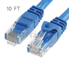 10FT CAT6 Cable Ethernet Lan Network CAT 6 RJ45 Patch Cord Internet Blue NEW