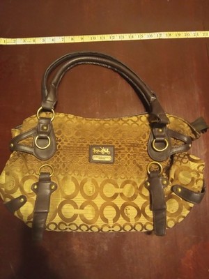 Brown Coach Zip Closure Purse  w/ Leather Handles