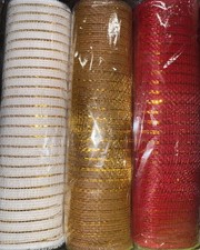 3 Rolls Decorative Metallic Mesh 10  X 10 Yards Waterproof Holiday Christmas