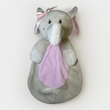SL Home Baby Lovey Elephant Oval Pink Gray Security Blanket Bow Squeaker 119741