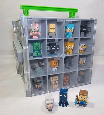 MINECRAFT MINI-FIGURE COLLECTOR CASE Cube + Lot of 19 Figure - ELECTRIC CREEPER