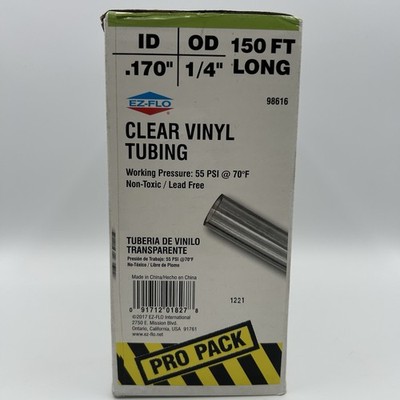 EZ FLO  Vinyl Tubing, 0.170'' ID x 1/4'' OD x 150 Ft.