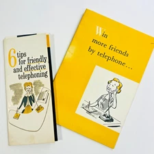 Vintage 50s Telephone Etiquette Booklets-Office Training Ephemera-Retro Decor