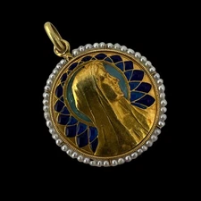 Art Nouveau Plique-a-Jour Pendant by P.L.Dasset