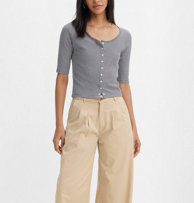 Levi's Damen Bluse V-Ausschnitt Knopfleiste Gestreift Baumwolle XS A72590000