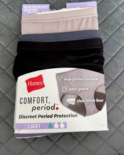 Hanes Comfort period. Light Microfiber Briefs 3 Pair Multicolor Women 6/M