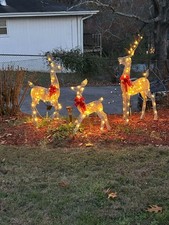 2D Lighted Christmas Deer Family Set - 4ft Large Outdoor Yard Reindeer Decor