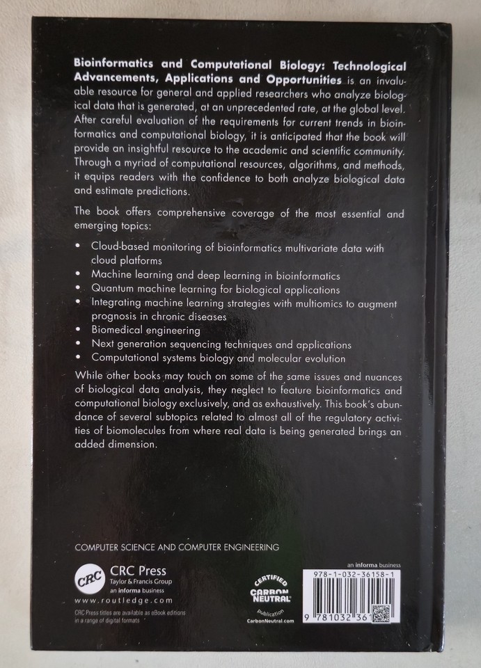 Bioinformatics & Computational Biology Hardcover 2024 CRC Press ...