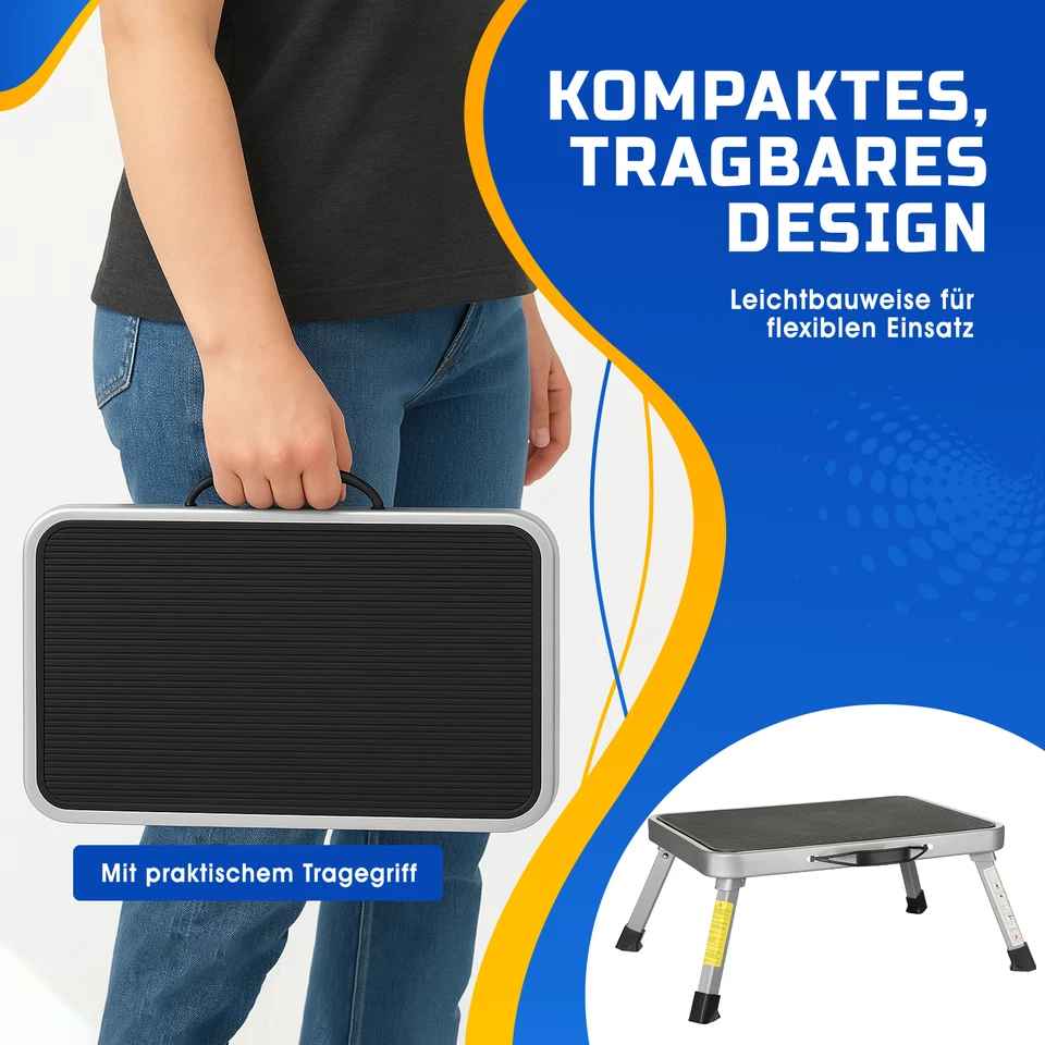Trittstufe klappbar Tritthocker Stahl bis 150 kg Wohnwagen Wohnmobil Camping - Bild 3 von 4
