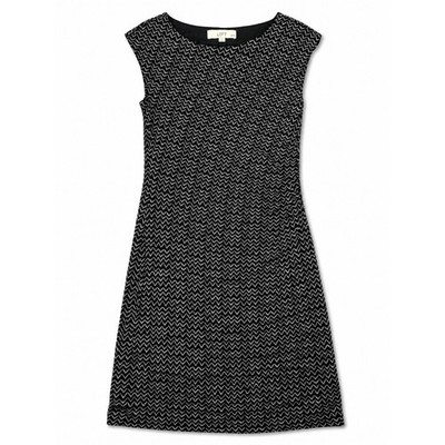 Ann Taylor LOFT Petite Black White Chevron Sheath Dress Sleeveless Stretch SP