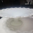 Vintage 11" Anchor Hocking Milk Glass Lace Edge Footed Dish Bowl Old Colony