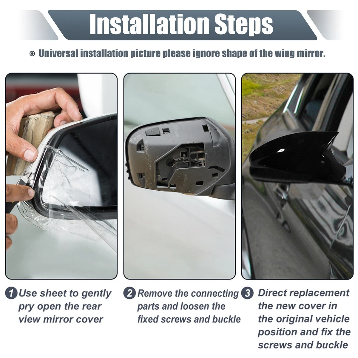 Fit BMW X1 F48 X2 F39 F40 F44 Z4 G29 Supra 2x Gloss Black Side Mirror Cover Caps