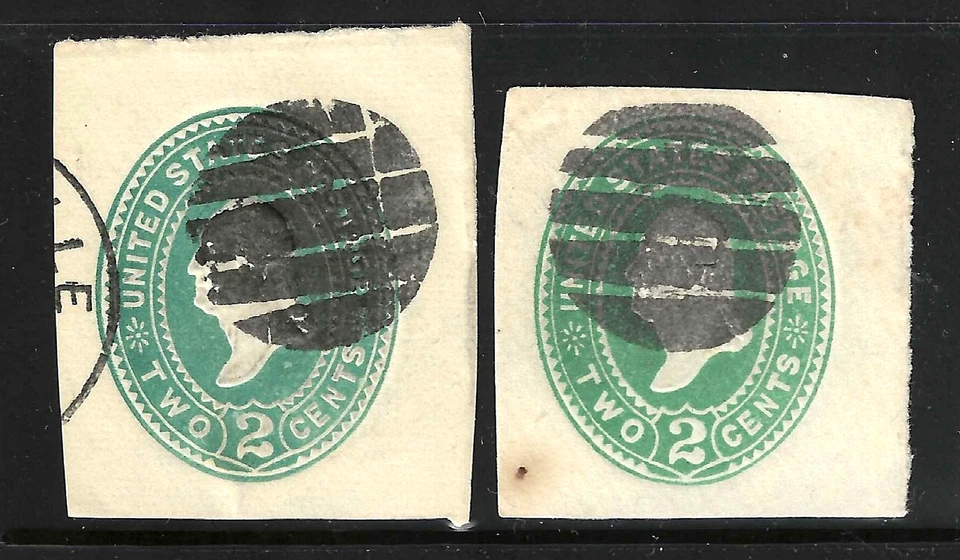 4 Geometric Fancy Cancels 2 & 3 Cent Washington Postal Stationary Corner US69B33 - Image 2 of 3