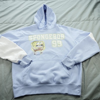 SpongeBob SquarePants Hoodie Mens Medium Blue Nickelodeon Pullover Cartoon 2020s