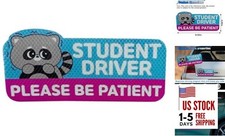 Student Driver Car Magnet, Please Be Patient Reflective Magnetic Raccoon