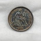 1871-P Seated Liberty Half Dime H10C Semi Key Date Silver Rainbow Toned BU Coin