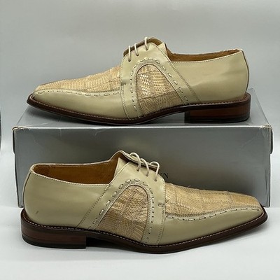 NEW Steve Harvey Mens Ivory Gator Leather Dress Shoes Sz 9