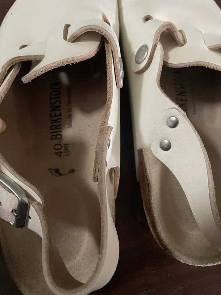 Birkenstock Tokio Super Grip Cuero Blanco Unisex Talla 40 M7 Zapatos Sandalias Slides Foto 4 de 4