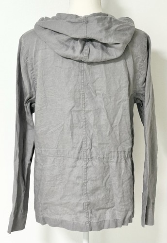 Kenar Jacket Large Gray 100% Linen Full Zip Lightweight Long Sleeve Hooded - Picture 3 of 6