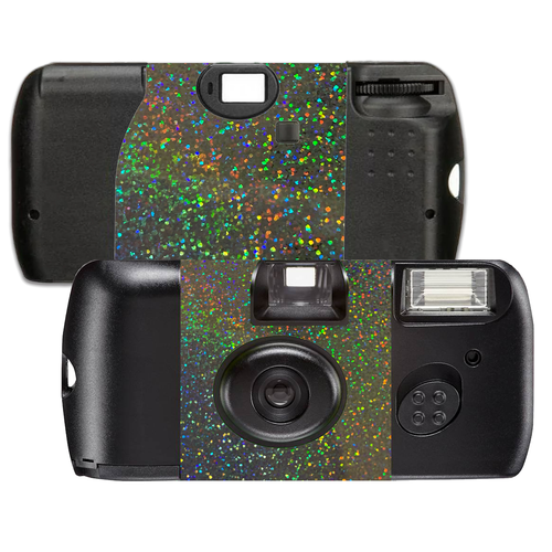 5 Holographic Glitter Gunmetal Single Use Disposable Cameras, SL56031-5pk - Afbeelding 1 van 4