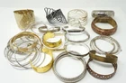 Lot Of 35 Vintage Costume Jewelry Bracelets Bangle Gold and Silver Tone Brass