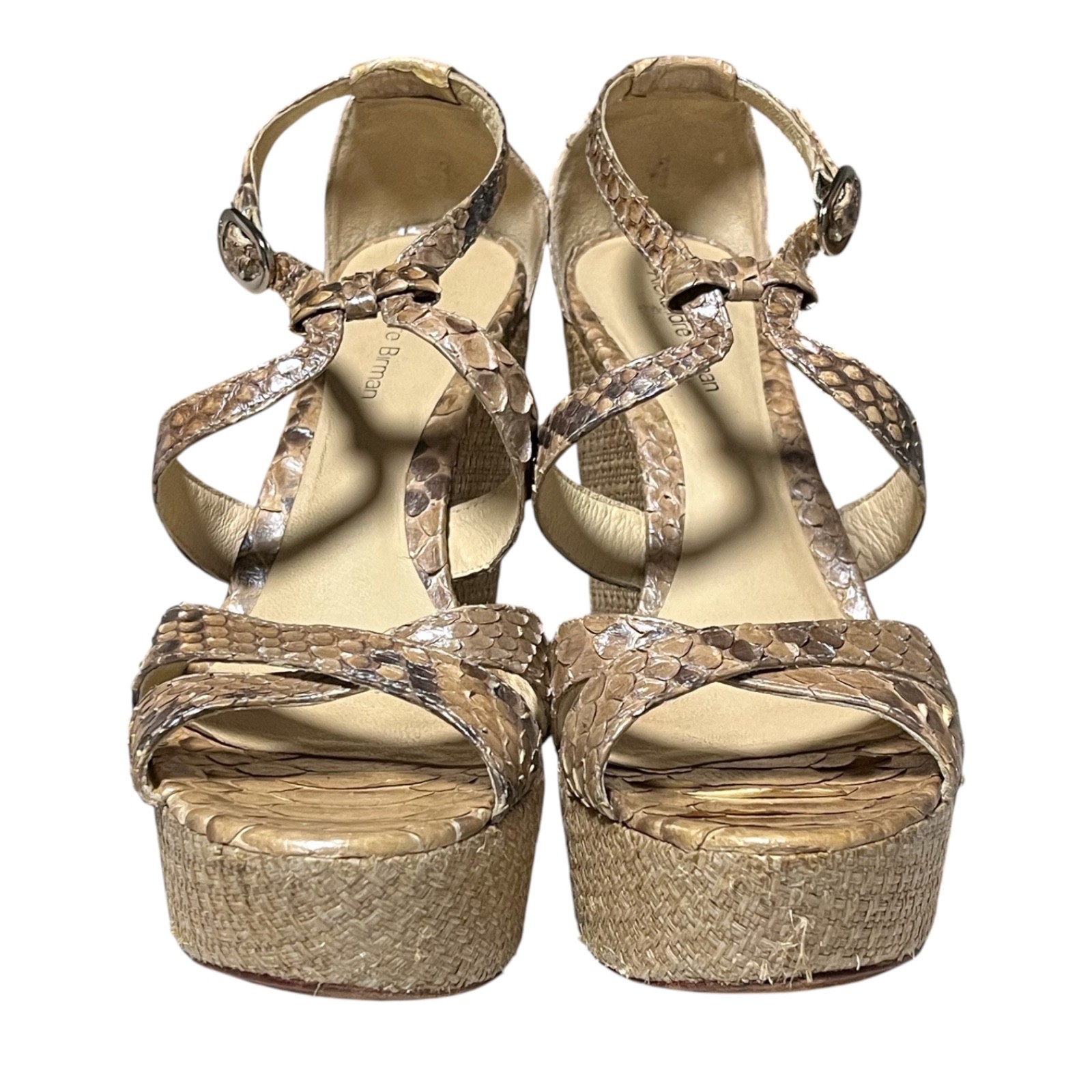 Alexandre Birman Python Wedge Sandals 7.5 Raffia … - image 7