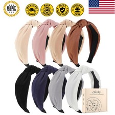 8Pcs Headbands for Women, Fashion Knotted Headband, Brown