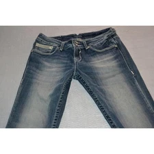 28803-a Womens Vigoss Jeans New York Capris Size 32 x 24 Blue Cotton Blend