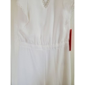 Monique Lhuillier Ivory Brady Eyelet Trim Ruffle Sleeve Bridal Jumpsuit NWT Sz 2