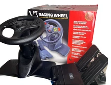 V3 Racing Wheel N64 LIMITED EDITION STEALTH BLACK -GREAT- InterAct - W/ Pedals