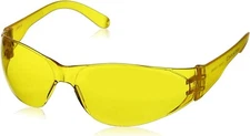 MCR Safety Crews CL114 Amber Yellow ANSI Safety Glasses Checklite (3 Pack)