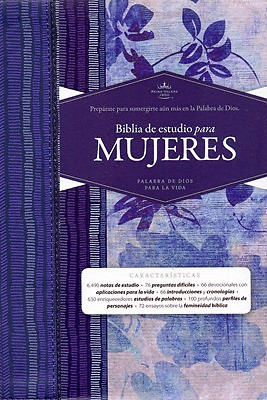 BIBLIA RVR 1960 DE ESTUDIO PARA MUJER AZUL FLOREADO TELA IMPRESA