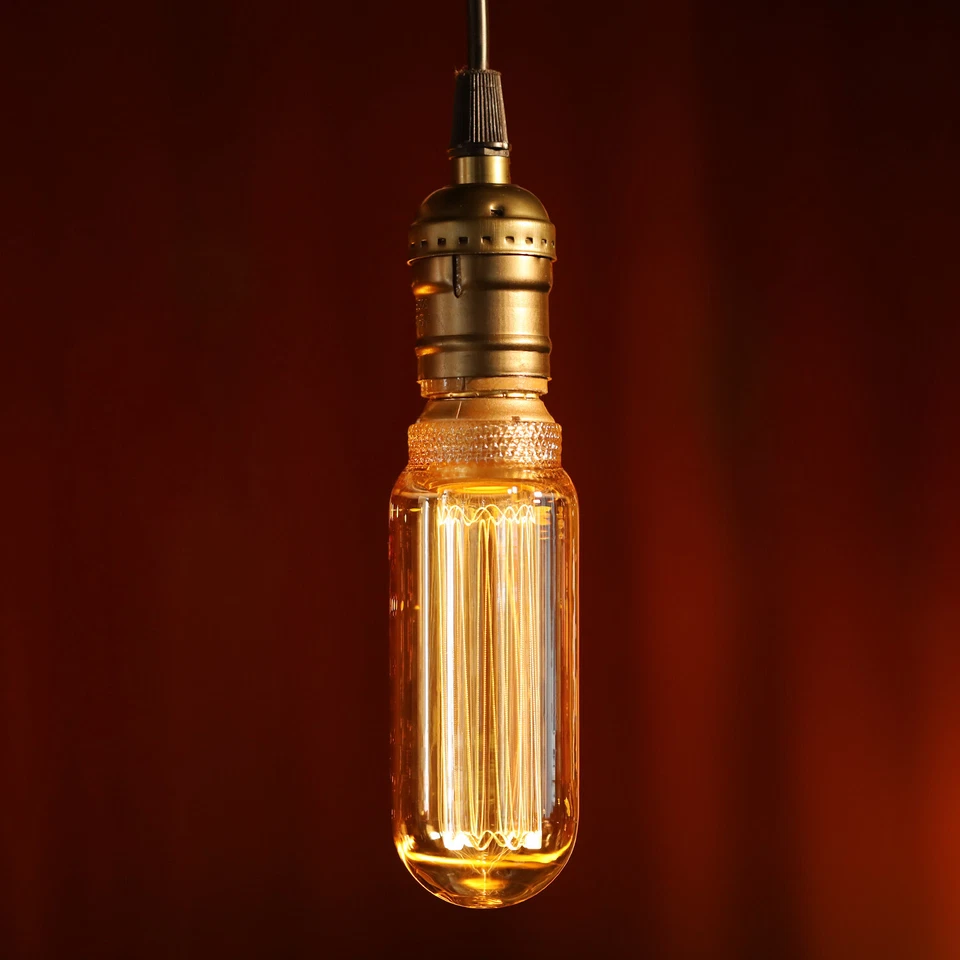 LED T14 Filament Vintage Edison Bulb, E26 Base, Dimmable, Amber Glass - Image 2 of 4